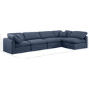 Meridian Indulge Navy Linen Textured Fabric Modular Sectional IMAGE 9