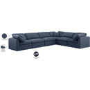 Meridian Indulge Navy Linen Textured Fabric Modular Sectional IMAGE 10