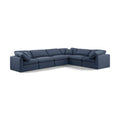  Manufacturer Color_Navy -- Indulge 140" Navy Linen Textured Fabric Upholstered 6 pc Modular Sectional IMAGE 1