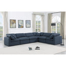  Manufacturer Color_Navy -- Indulge 140" Navy Linen Textured Fabric Upholstered 6 pc Modular Sectional IMAGE 2