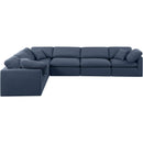  Manufacturer Color_Navy -- Indulge 140" Navy Linen Textured Fabric Upholstered 6 pc Modular Sectional IMAGE 4