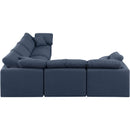  Manufacturer Color_Navy -- Indulge 140" Navy Linen Textured Fabric Upholstered 6 pc Modular Sectional IMAGE 5