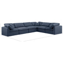 Meridian Indulge Navy Linen Textured Fabric Modular Sectional IMAGE 9