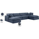  Manufacturer Color_Navy -- Indulge 140" Navy Linen Textured Fabric Upholstered 6 pc Modular Sectional IMAGE 10