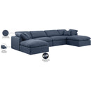  Meridian Indulge 140" Navy Linen Textured Fabric Upholstered 6 pc Modular Sectional IMAGE 10