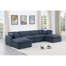  Manufacturer Color_Navy -- Indulge 140" Navy Linen Textured Fabric Upholstered 6 pc Modular Sectional IMAGE 2