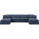  Manufacturer Color_Navy -- Indulge 140" Navy Linen Textured Fabric Upholstered 6 pc Modular Sectional IMAGE 4