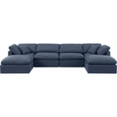 Meridian Indulge Navy Linen Textured Fabric Modular Sectional IMAGE 4