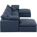  Manufacturer Color_Navy -- Indulge 140" Navy Linen Textured Fabric Upholstered 6 pc Modular Sectional IMAGE 5