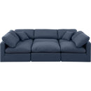  Manufacturer Color_Navy -- Indulge 105" Navy Linen Textured Fabric Upholstered 6 pc Modular Sectional IMAGE 4