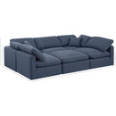 Meridian Indulge Navy Linen Textured Fabric Modular Sectional IMAGE 8