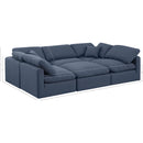  Manufacturer Color_Navy -- Indulge 105" Navy Linen Textured Fabric Upholstered 6 pc Modular Sectional IMAGE 8