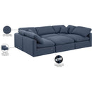 Meridian Indulge Navy Linen Textured Fabric Modular Sectional IMAGE 9