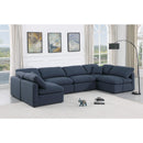  Manufacturer Color_Navy -- Indulge 140" Navy Linen Textured Fabric Upholstered 6 pc Modular Sectional IMAGE 2