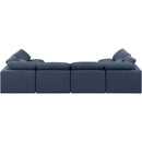 Manufacturer Color_Navy -- Indulge 140" Navy Linen Textured Fabric Upholstered 6 pc Modular Sectional IMAGE 3