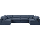 Meridian Indulge Navy Linen Textured Fabric Modular Sectional IMAGE 4