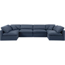  Manufacturer Color_Navy -- Indulge 140" Navy Linen Textured Fabric Upholstered 6 pc Modular Sectional IMAGE 4