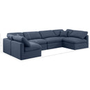  Manufacturer Color_Navy -- Indulge 140" Navy Linen Textured Fabric Upholstered 6 pc Modular Sectional IMAGE 9