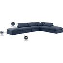  Manufacturer Color_Navy -- Indulge 140" Navy Linen Textured Fabric Upholstered 6 pc Modular Sectional IMAGE 10