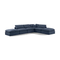  Manufacturer Color_Navy -- Indulge 140" Navy Linen Textured Fabric Upholstered 6 pc Modular Sectional IMAGE 1