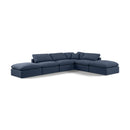  Manufacturer Color_Navy -- Indulge 140" Navy Linen Textured Fabric Upholstered 6 pc Modular Sectional IMAGE 1