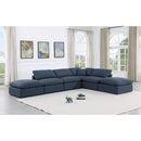  Manufacturer Color_Navy -- Indulge 140" Navy Linen Textured Fabric Upholstered 6 pc Modular Sectional IMAGE 2