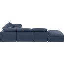  Manufacturer Color_Navy -- Indulge 140" Navy Linen Textured Fabric Upholstered 6 pc Modular Sectional IMAGE 3
