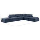  Manufacturer Color_Navy -- Indulge 140" Navy Linen Textured Fabric Upholstered 6 pc Modular Sectional IMAGE 9