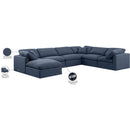 Meridian Indulge Navy Linen Textured Fabric Modular Sectional IMAGE 10