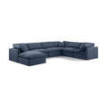  Manufacturer Color_Navy -- Indulge 140" Navy Linen Textured Fabric Upholstered 7 pc Modular Sectional IMAGE 1
