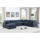  Manufacturer Color_Navy -- Indulge 140" Navy Linen Textured Fabric Upholstered 7 pc Modular Sectional IMAGE 2