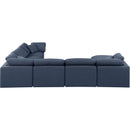  Manufacturer Color_Navy -- Indulge 140" Navy Linen Textured Fabric Upholstered 7 pc Modular Sectional IMAGE 3