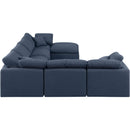  Manufacturer Color_Navy -- Indulge 140" Navy Linen Textured Fabric Upholstered 7 pc Modular Sectional IMAGE 5