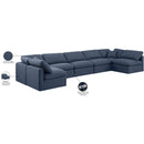 Manufacturer Color_Navy -- Indulge 175" Navy Linen Textured Fabric Upholstered 7 pc Modular Sectional IMAGE 10