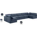Meridian Indulge Navy Linen Textured Fabric Modular Sectional IMAGE 10