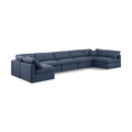  Manufacturer Color_Navy -- Indulge 175" Navy Linen Textured Fabric Upholstered 7 pc Modular Sectional IMAGE 1