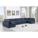  Manufacturer Color_Navy -- Indulge 175" Navy Linen Textured Fabric Upholstered 7 pc Modular Sectional IMAGE 2