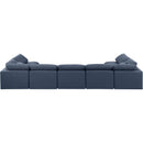  Manufacturer Color_Navy -- Indulge 175" Navy Linen Textured Fabric Upholstered 7 pc Modular Sectional IMAGE 3