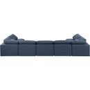 Meridian Indulge Navy Linen Textured Fabric Modular Sectional IMAGE 3