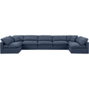  Manufacturer Color_Navy -- Indulge 175" Navy Linen Textured Fabric Upholstered 7 pc Modular Sectional IMAGE 4