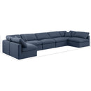  Manufacturer Color_Navy -- Indulge 175" Navy Linen Textured Fabric Upholstered 7 pc Modular Sectional IMAGE 9