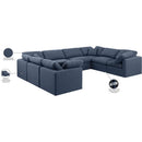 Meridian Indulge Navy Linen Textured Fabric Modular Sectional IMAGE 10