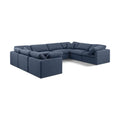  Manufacturer Color_Navy -- Indulge 140" Navy Linen Textured Fabric Upholstered 8 pc Modular Sectional IMAGE 1