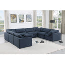  Manufacturer Color_Navy -- Indulge 140" Navy Linen Textured Fabric Upholstered 8 pc Modular Sectional IMAGE 2