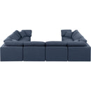  Manufacturer Color_Navy -- Indulge 140" Navy Linen Textured Fabric Upholstered 8 pc Modular Sectional IMAGE 3