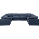  Manufacturer Color_Navy -- Indulge 140" Navy Linen Textured Fabric Upholstered 8 pc Modular Sectional IMAGE 4