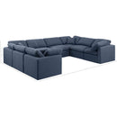 Meridian Indulge Navy Linen Textured Fabric Modular Sectional IMAGE 9