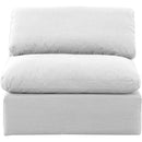 Meridian Indulge White Linen Textured Fabric Armless Chair IMAGE 4