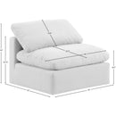 Meridian Indulge White Linen Textured Fabric Armless Chair IMAGE 8