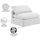 Meridian Indulge White Linen Textured Fabric Armless Chair IMAGE 9